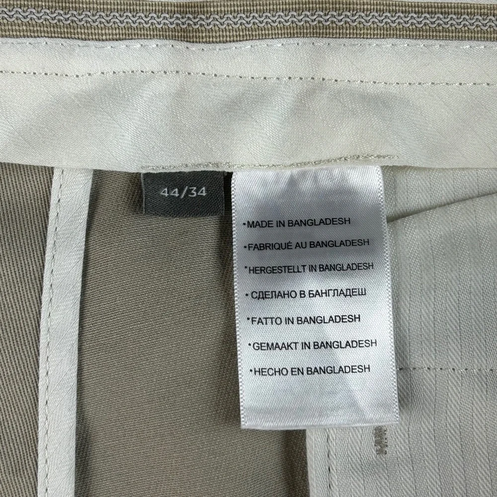 Oak Hill Premium Pant Mens 44/34 Khaki Tan Flat Front Cotton Blend Chino Trouser